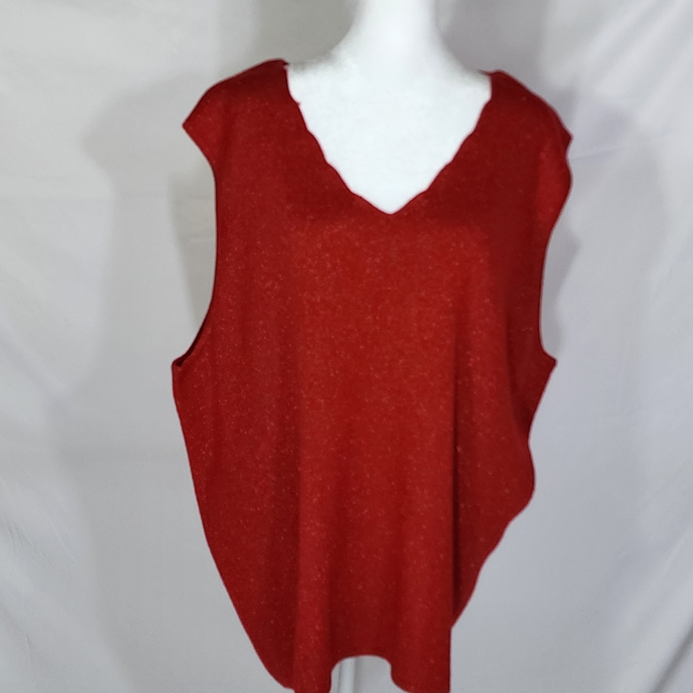 Sparkling Red Festive Sleeveless Top by C.S.T. Studio (3X)